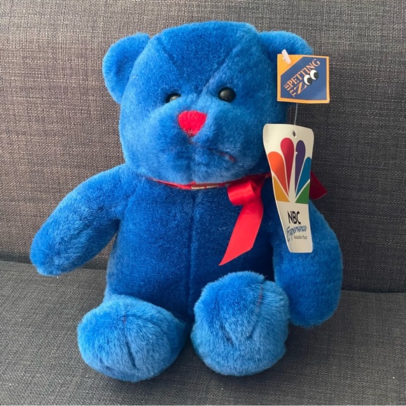 Vintage NBC Experience Teddy Bear Plush Blue Stuffed Animal 1994 Promo Network - Picture 1 of 9